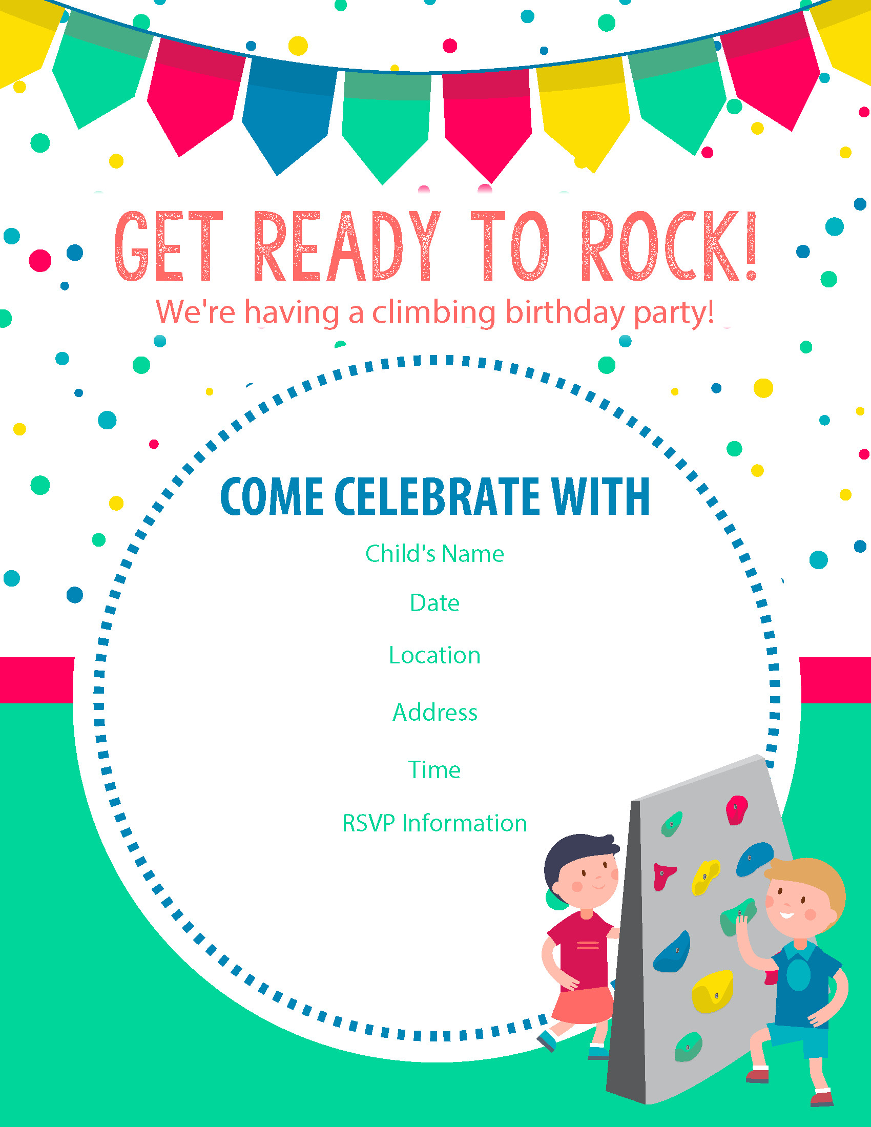 Birthday Party Invitations Free
 Happy Birthday Free Rock Climbing Birthday Party Invitations