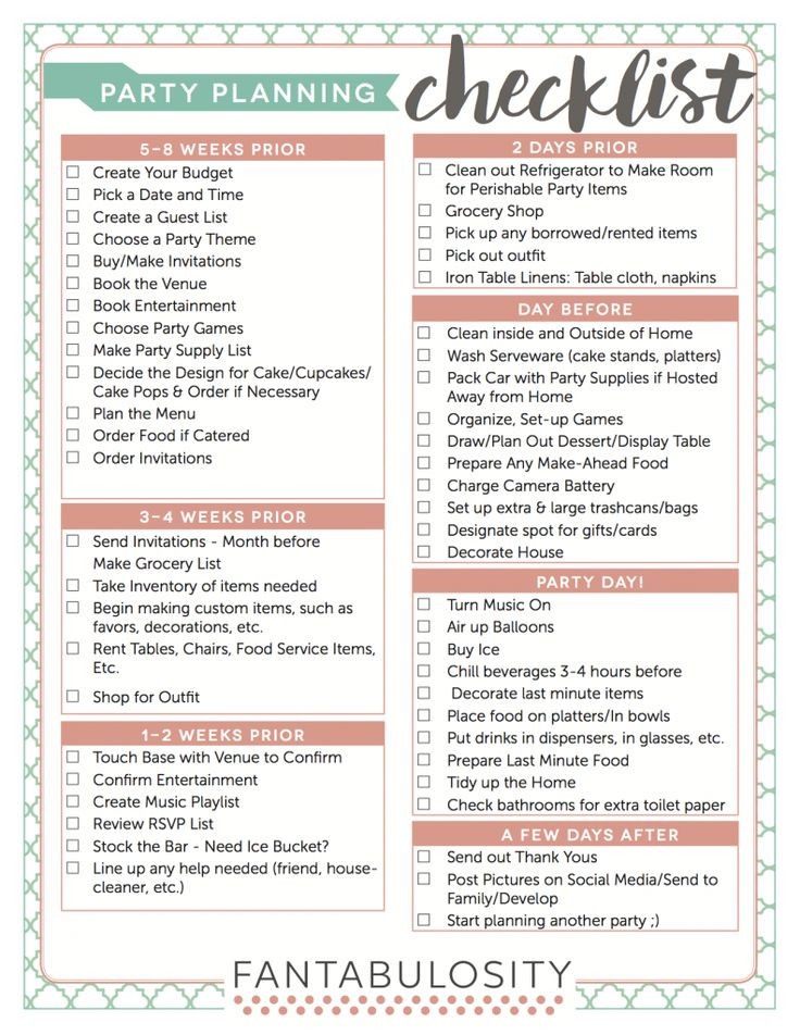 Birthday Party Planning Checklist
 Pin by Jennifer Ventura on For the fice in 2019