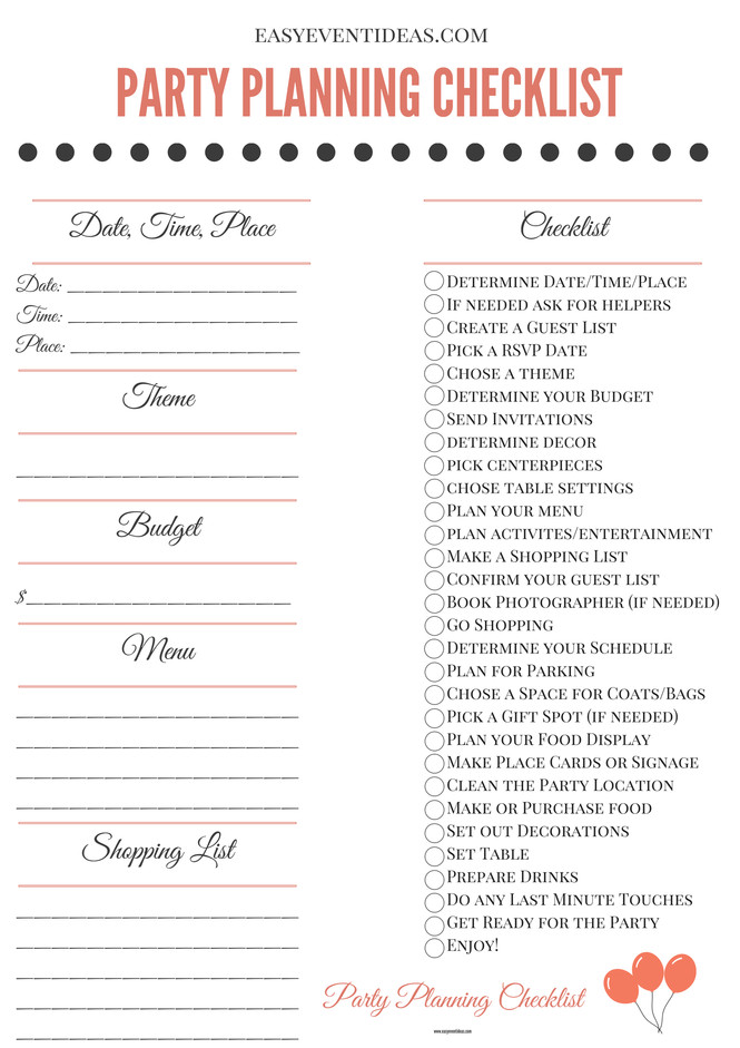 Birthday Party Planning Checklist
 baby shower – Easy Event Ideas