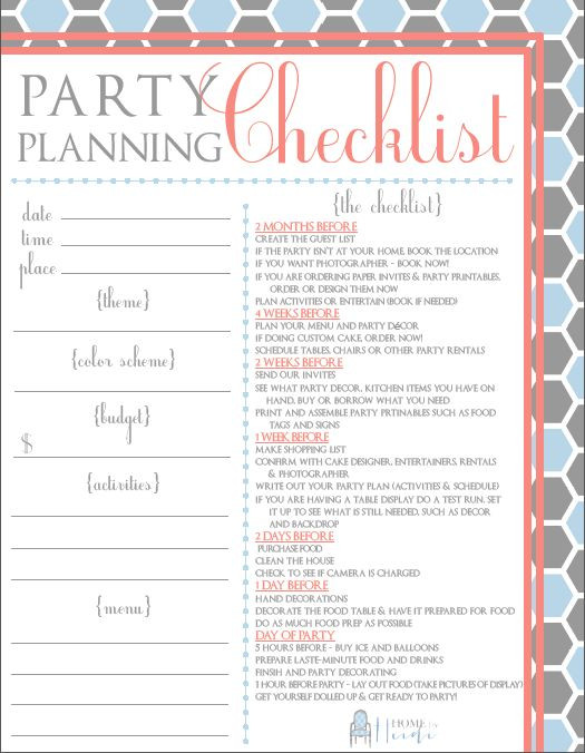 Birthday Party Planning Checklist
 25 best ideas about Party planning printable on Pinterest
