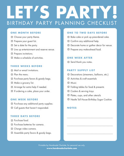 Birthday Party Planning Checklist
 Make A Birthday Wish