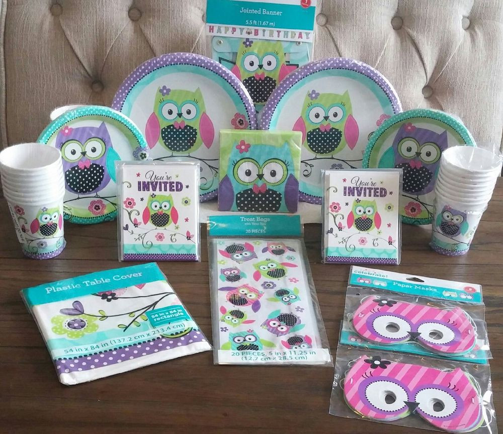 Birthday Party Stores
 OWL Girl Birthday Party Supplies Cups Plates Invitations