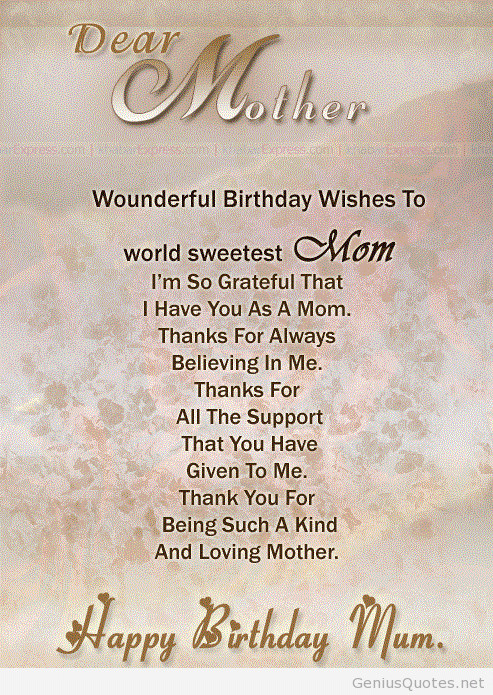 Birthday Wishes To Mom
 Happy Birthday mom quotes quote Genius Quotes