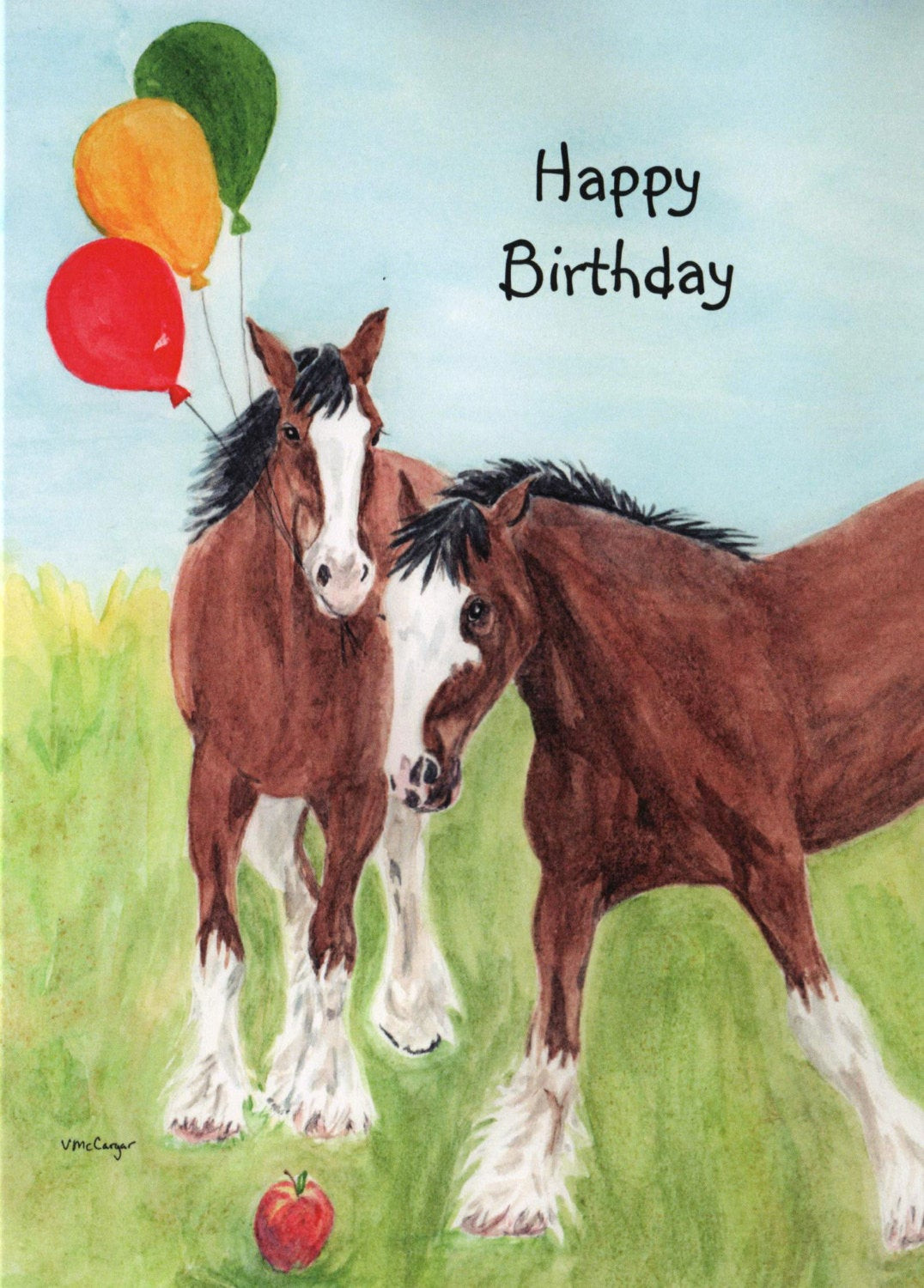 Birthday Wishes With Horses
 Birthday Clydesdale Horse With Balloons Card Original