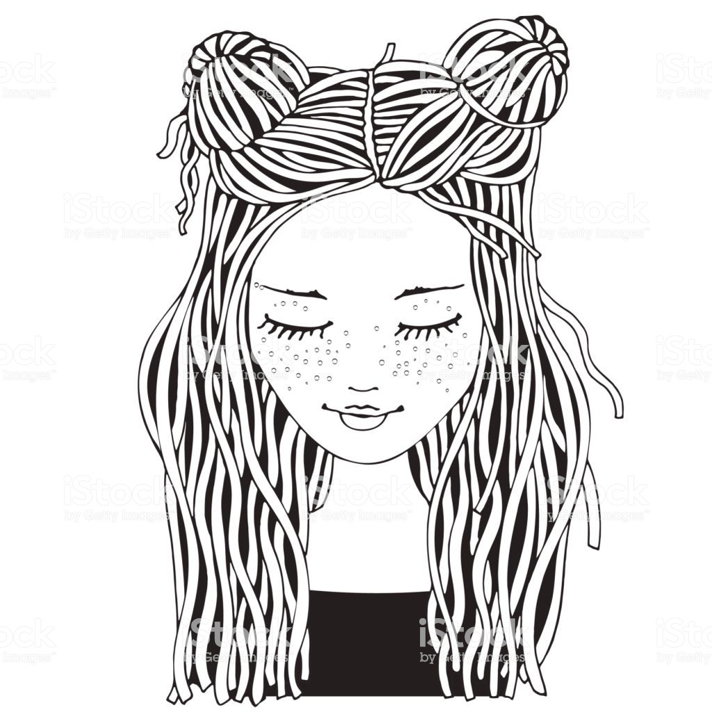 Black Girl Coloring Pages
 Cute Girl Coloring Book Page For Adult And Children Black