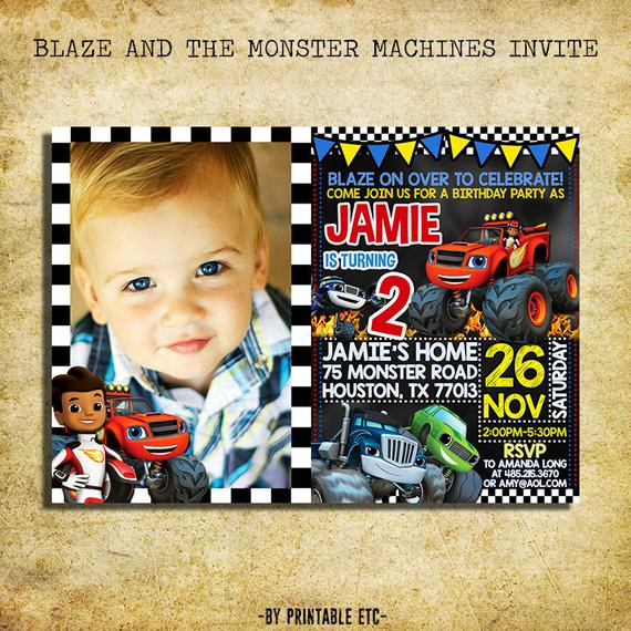 Blaze And The Monster Machines Birthday Invitations
 Blaze And The Monster Machines Invitation Blaze Chalkboard