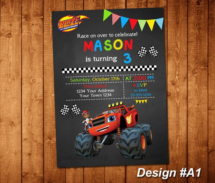 Blaze And The Monster Machines Birthday Invitations
 Blaze and the Monster Machines Invitation by SmileParty on