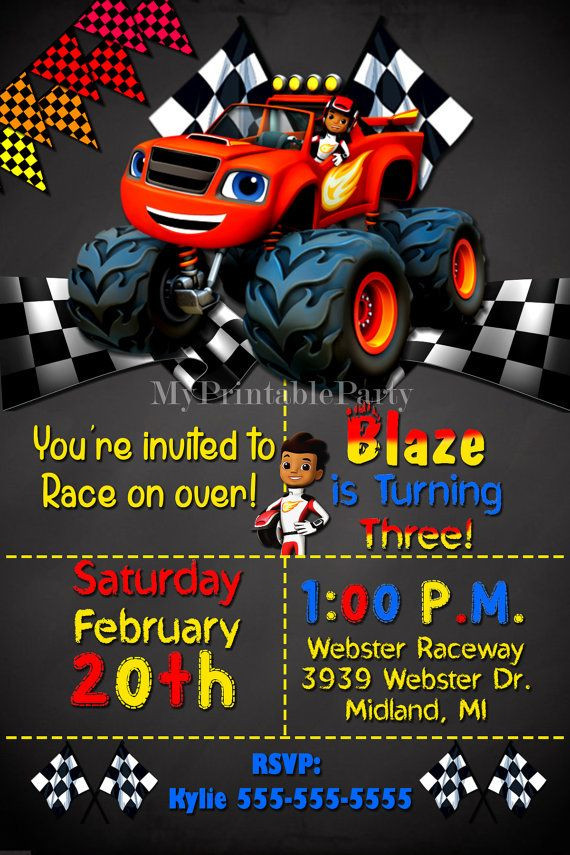Blaze And The Monster Machines Birthday Invitations
 61 best images about Blaze Party on Pinterest