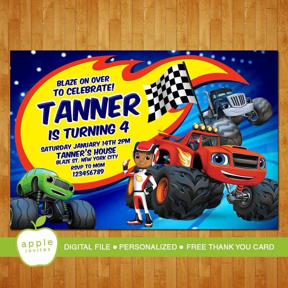 Blaze And The Monster Machines Birthday Invitations
 Blaze and the Monster Machines Invitation Blaze and the