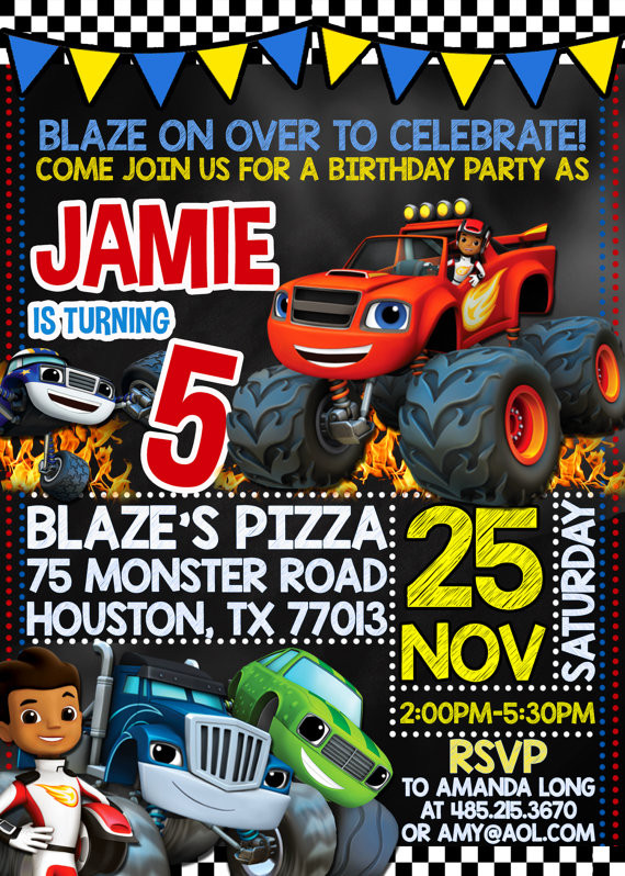 Blaze And The Monster Machines Birthday Invitations
 21 Blaze and the Monster Machines Party Ideas Pretty My