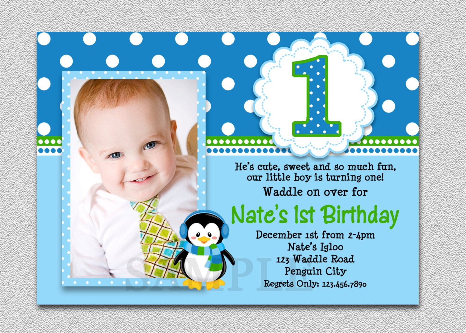 Boy 1St Birthday Invitations
 Penguin Birthday Invitation Penguin 1st Birthday Party Invites