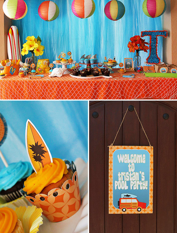 Boy Beach Party Ideas
 Cheer s to Summer Surfer Style Kids Pool Party Ideas