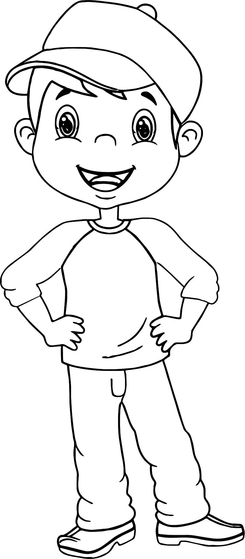 Boy Coloring Books
 Cartoon Boy With Hat Coloring Page