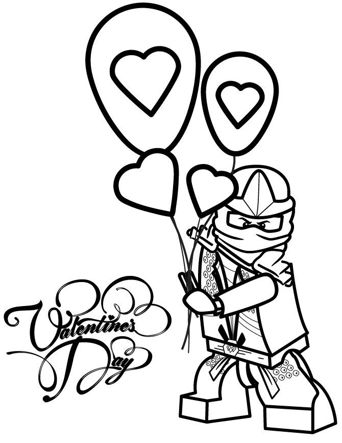 Boy Valentine Coloring Pages
 Ninjago Lloyd Zx Holding Valentines Day Balloons Coloring