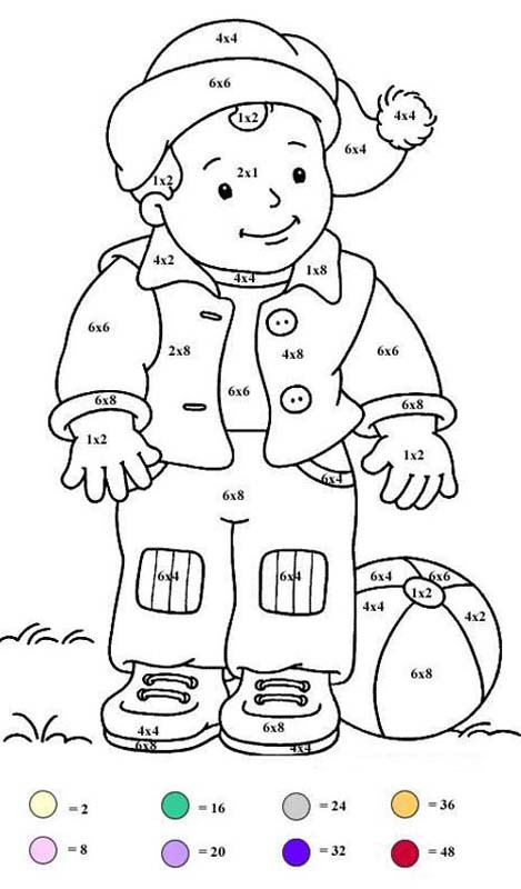 Boys Color By Number Coloring Pages
 Little boy with balloon coloring pages Hellokids