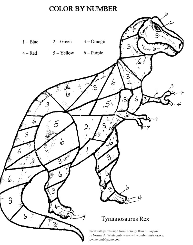 Boys Color By Number Coloring Pages
 Color By Number Dino