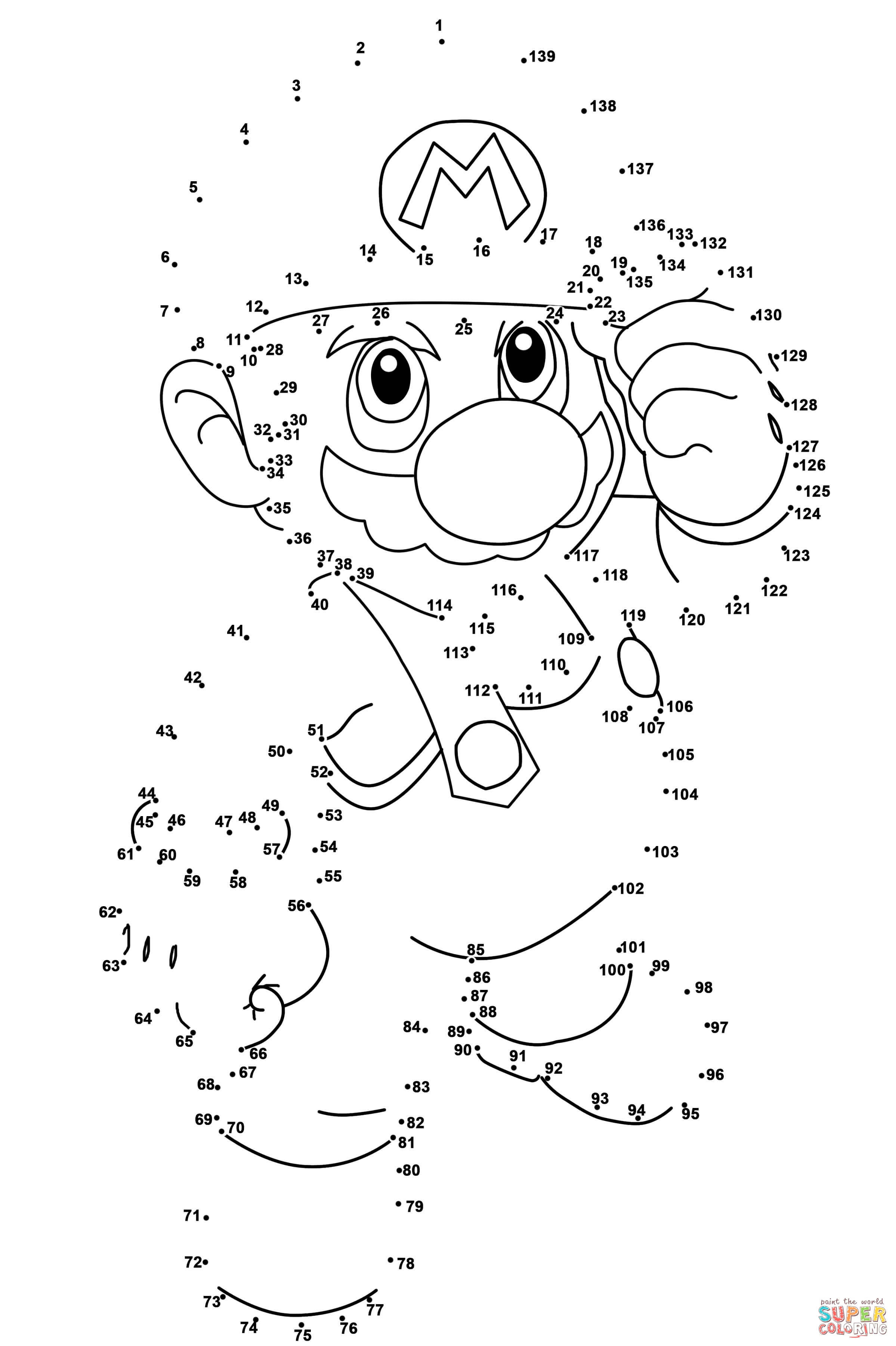 Boys Dot To Dot Coloring Pages
 Super Mario dot to dot