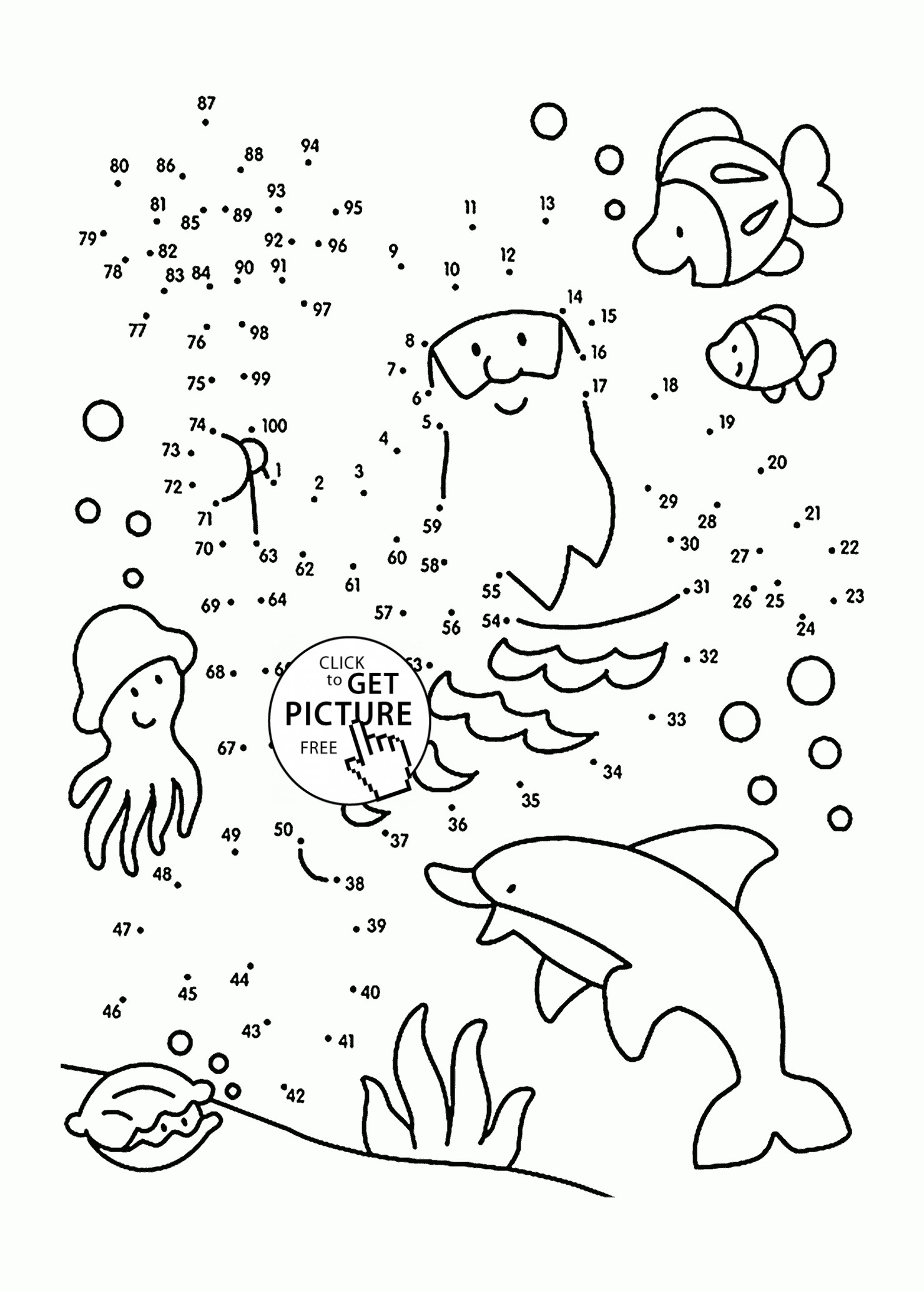 Boys Dot To Dot Coloring Pages
 Undersea Dot to Dot coloring pages for kids connect the