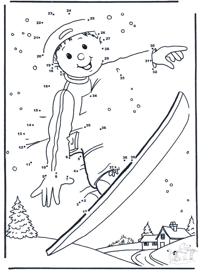 Boys Dot To Dot Coloring Pages
 Connect the Dots snowboard 1 printable