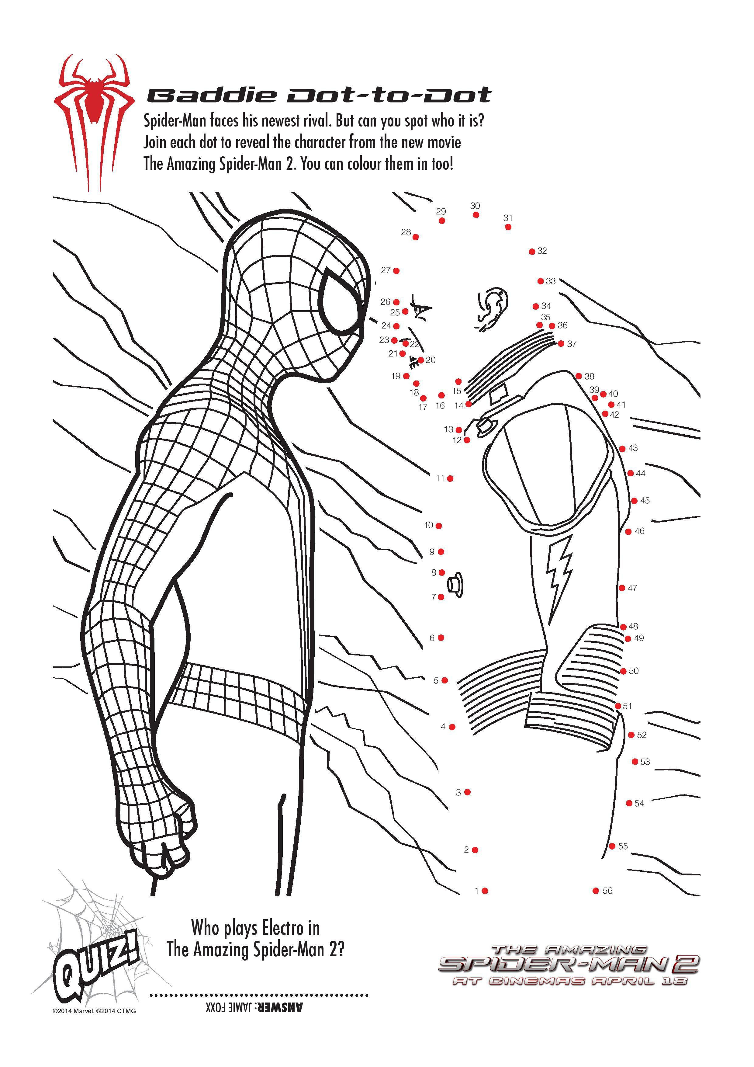 Boys Dot To Dot Coloring Pages
 Free Printable Spiderman Colouring Pages and Activity
