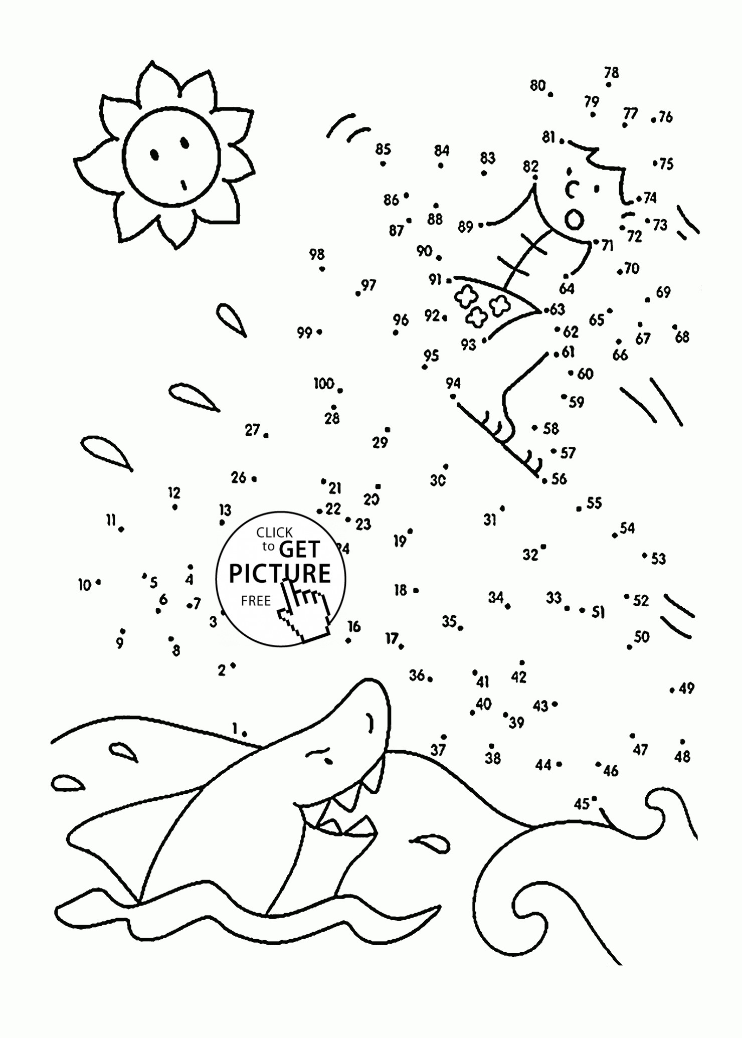 Boys Dot To Dot Coloring Pages
 Surfer and Shark Dot to Dot coloring pages for kids