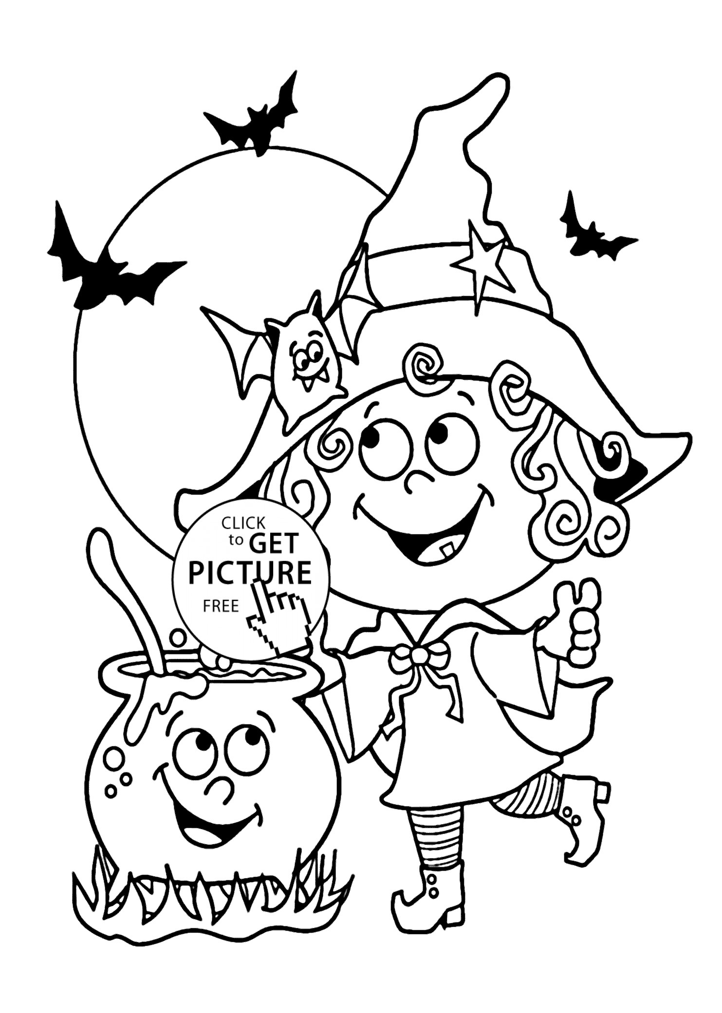 Boys From Witch Cartoon Coloring Pages
 Halloween Little funny witch coloring page for kids