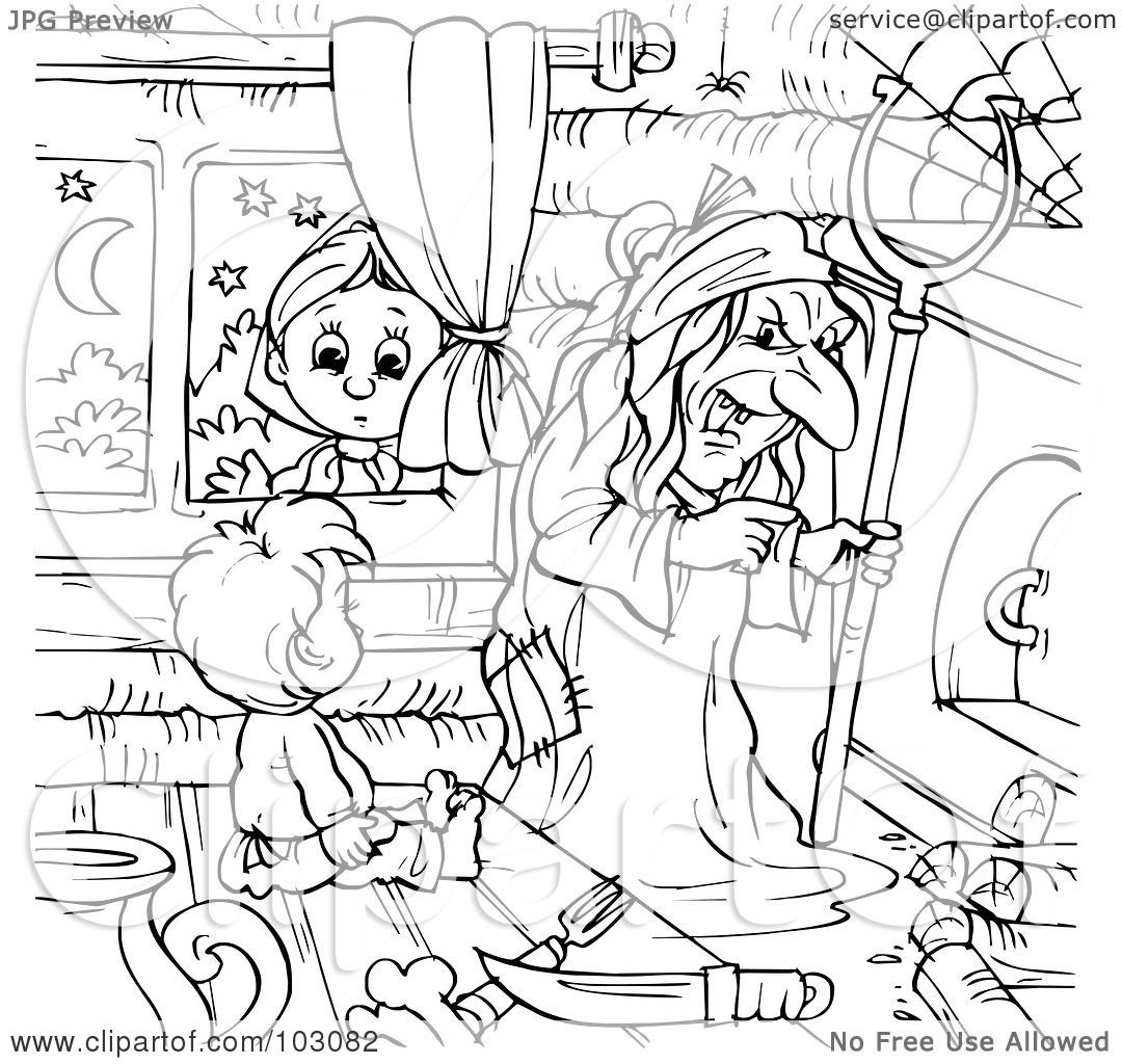 Boys From Witch Coloring Pages
 Royalty Free RF Clipart Illustration of a Coloring Page