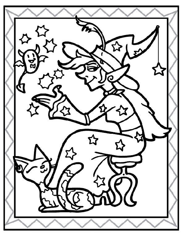 Boys From Witch Coloring Pages
 Sitting Witch
