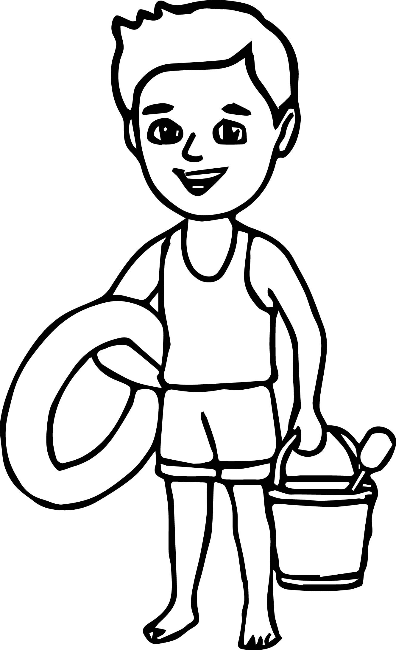 Boys Kids Coloring Pages
 Summer Boy The Beach Coloring Page