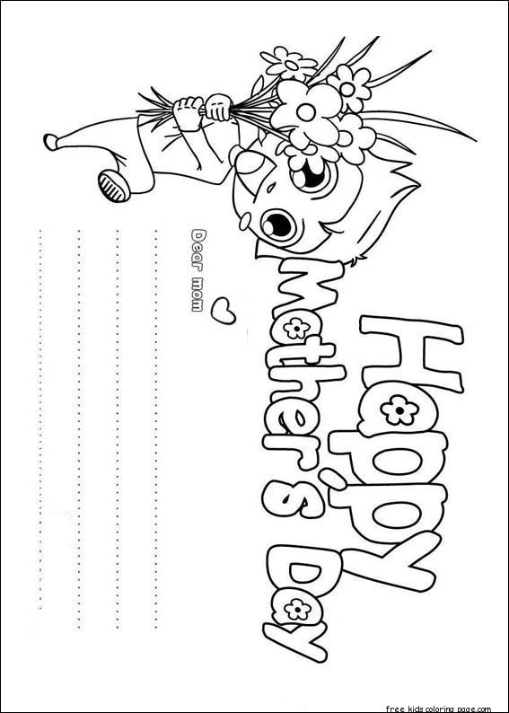 Boys Mothers Day Coloring Sheets
 Boy holding flower for mom happy mothers day coloring
