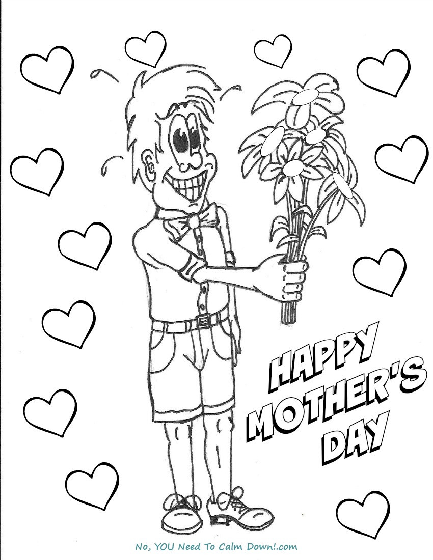 Boys Mothers Day Coloring Sheets
 Boy With Flowers Mother s Day Coloring Page Free