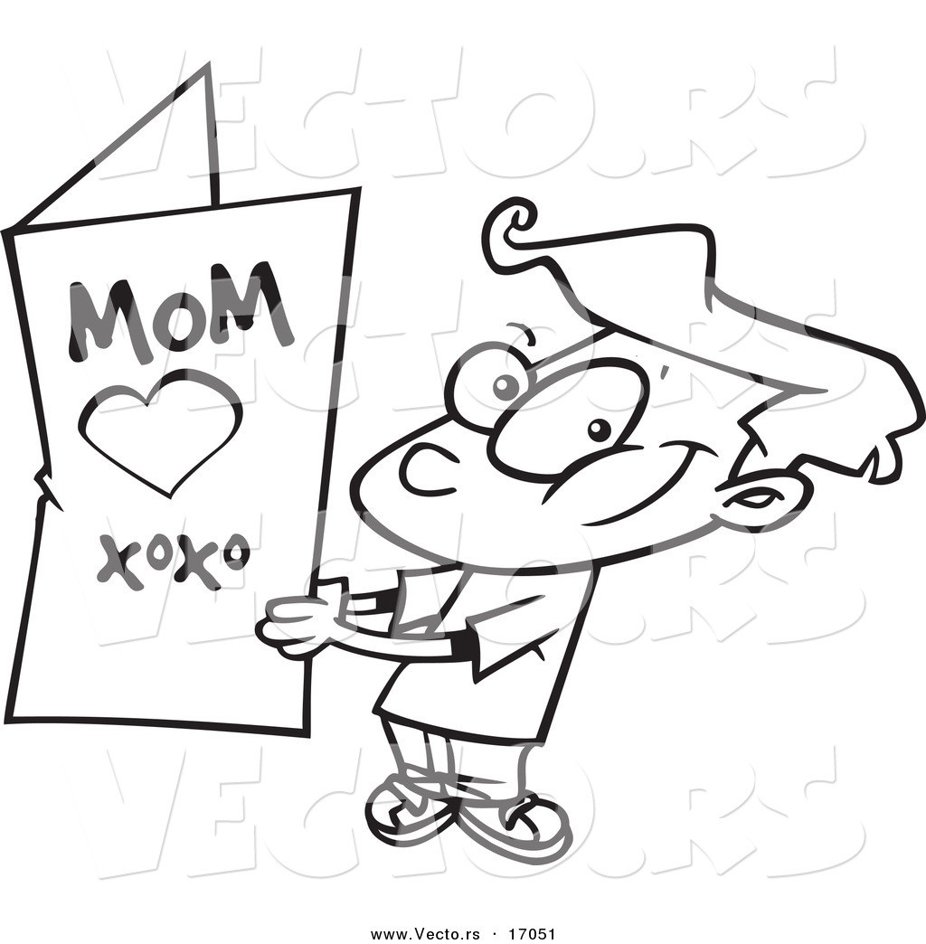 Boys Mothers Day Coloring Sheets
 Vector of a Cartoon Boy Holding a Mothers Day Card
