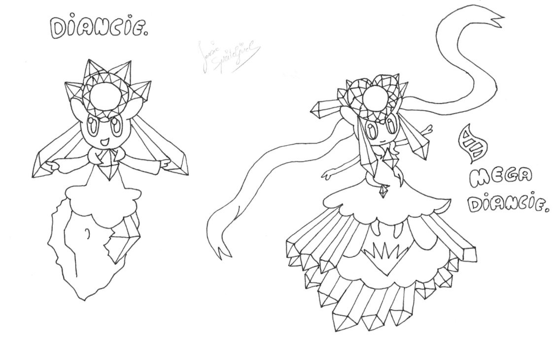 Boys Pokemon Coloring Pages Mega Diancie
 Diancie and Mega Diancie Ink by SpriteGirl on DeviantArt