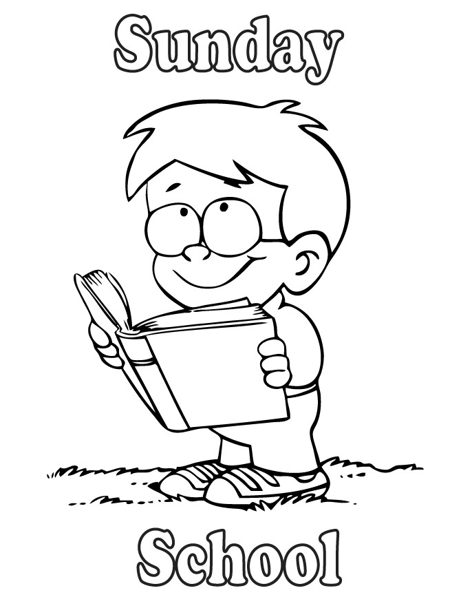 Boys Reading The Bible Coloring Pages
 Boy Reading Bible Sunday School Coloring Page