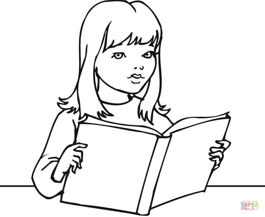Boys Reading The Bible Coloring Pages
 A Girl Reading a Book coloring page