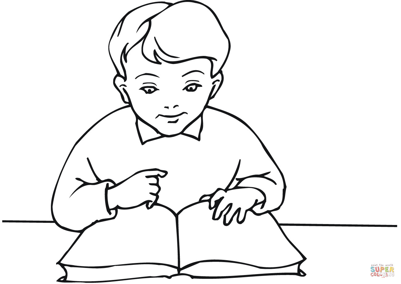 Boys Reading The Bible Coloring Pages
 School Boy Reading a Book coloring page