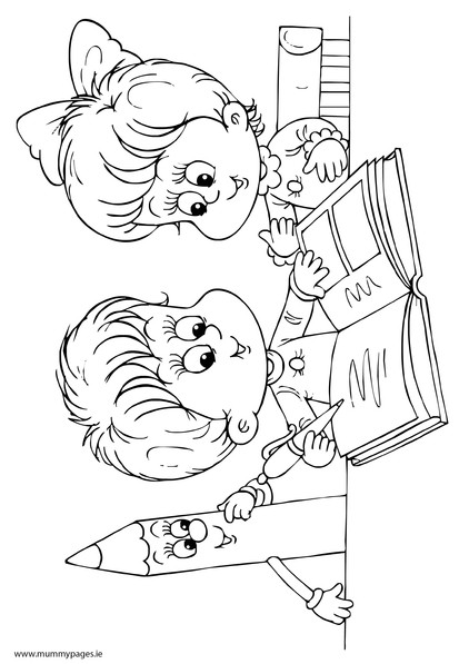 Boys Reading The Bible Coloring Pages
 Boy and girl reading a book Colouring Page