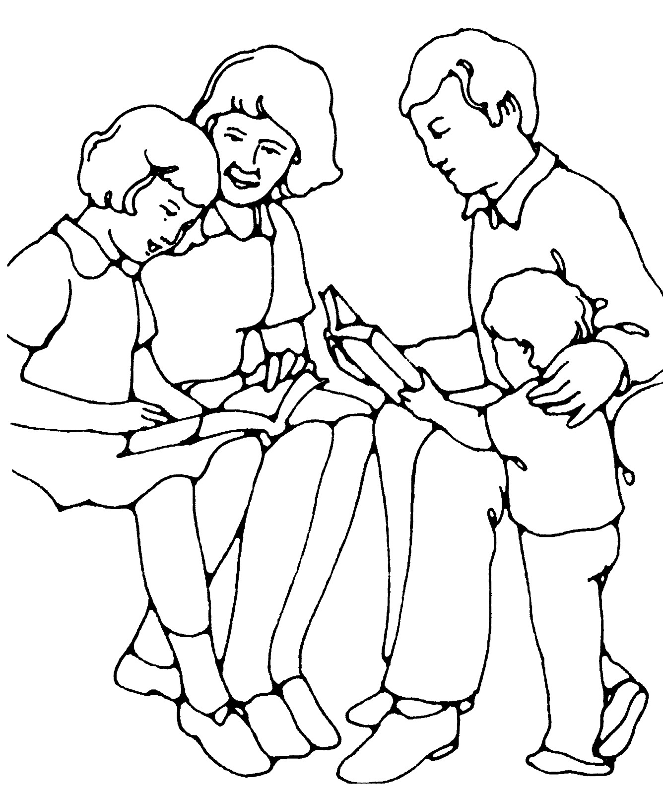Boys Reading The Bible Coloring Pages
 Family Scripture Reading