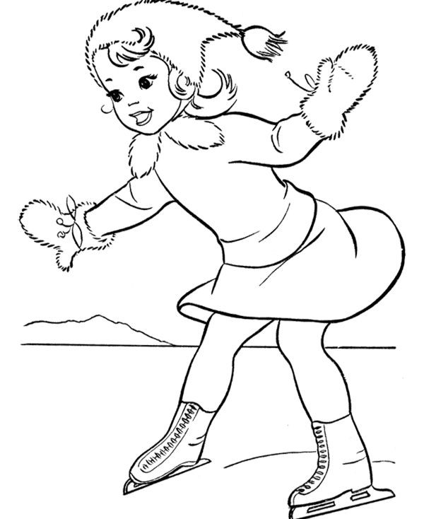 Boys Skating In Winter Coloring Pages
 Playing Ice Skating Girl Coloring Page