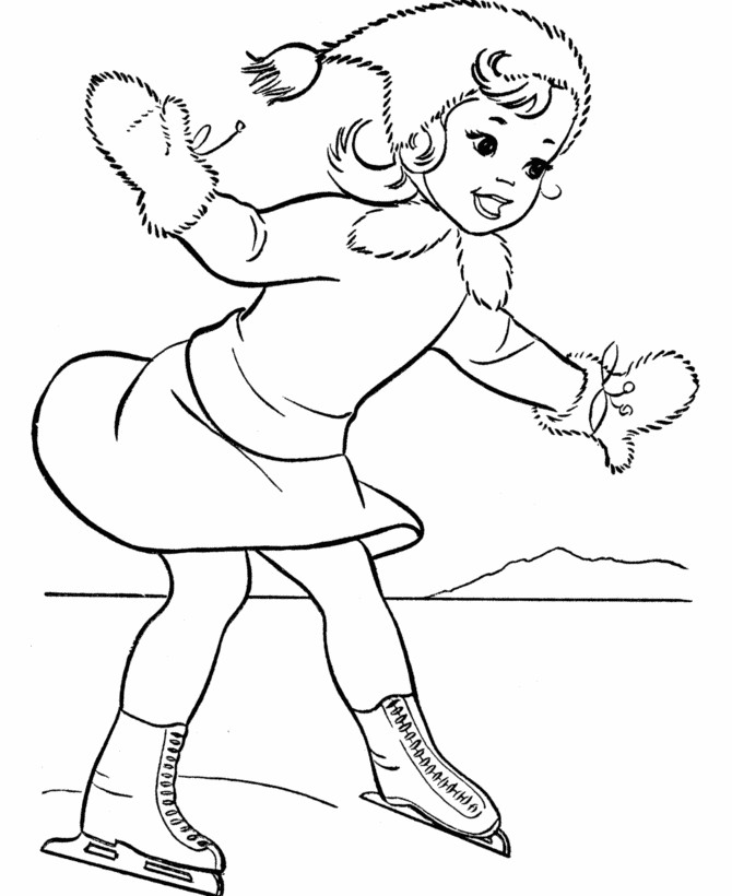 Boys Skating In Winter Coloring Pages
 Kids in Winter Activities Coloring page