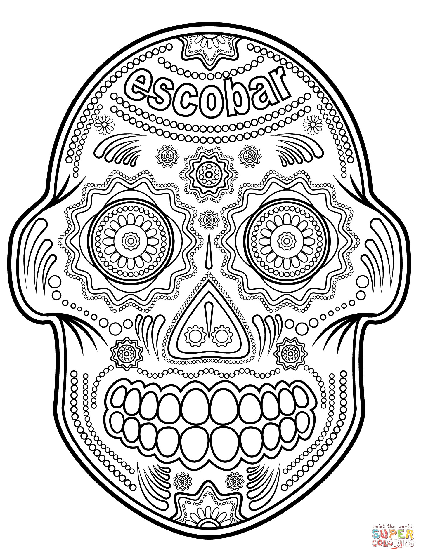 Boys Skull Coloring Pages
 Escobar Sugar Skull coloring page