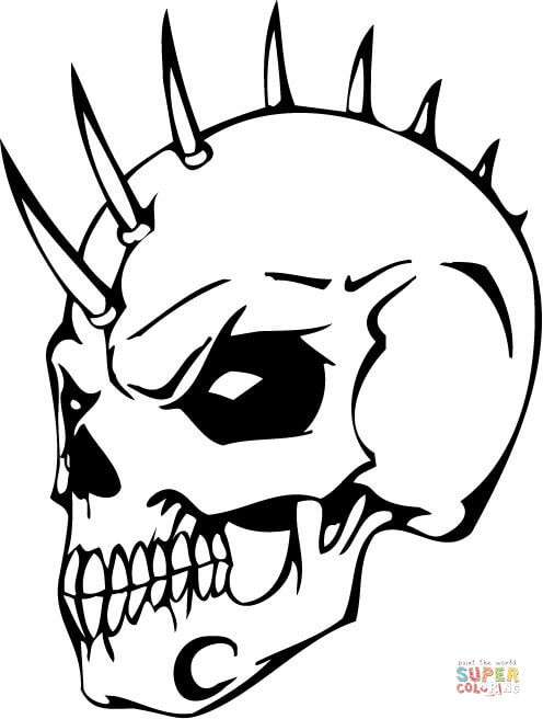 Boys Skull Coloring Pages
 Evil Skull with Bonehawk coloring page