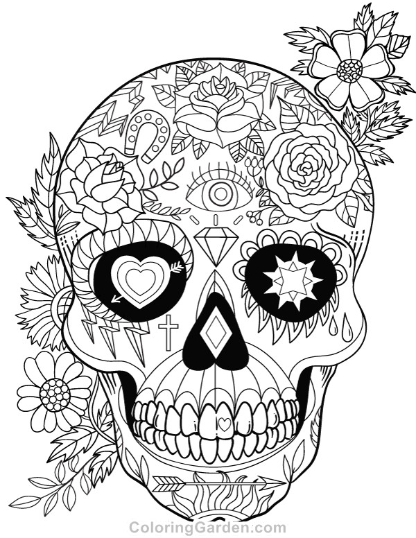 Boys Skull Coloring Pages
 Sugar Skull Adult Coloring Page