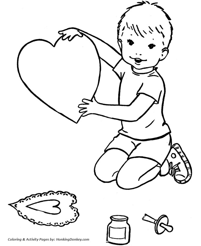 Boys Valentines Coloring Pages
 Valentine s Day Hearts Coloring Pages Boy making