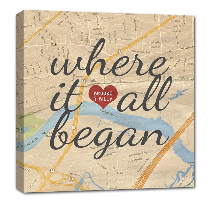 Business Anniversary Gift Ideas
 Custom Map Canvas Art YOUR Location Where it all began