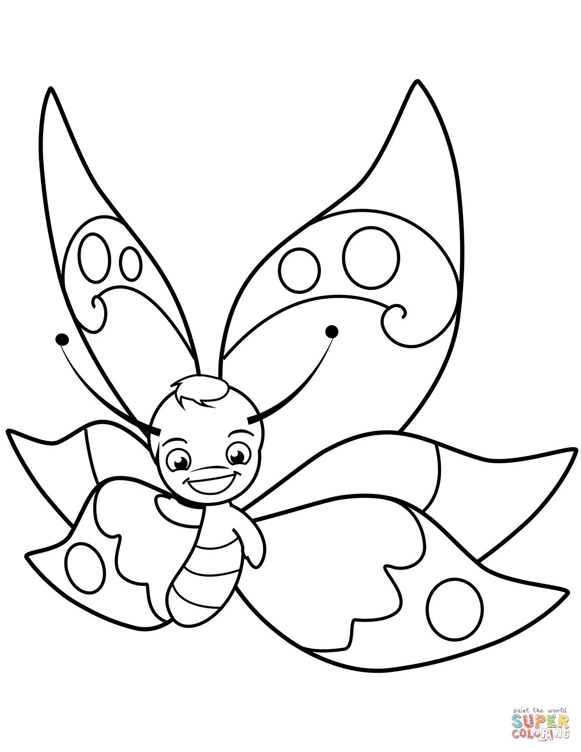 Butterfly Coloring Pages For Boys
 Cute Butterfly Boy Smiling coloring page