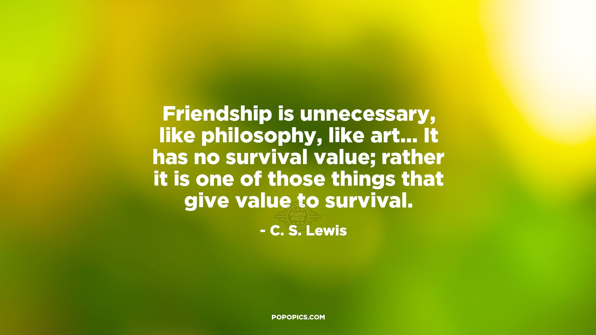 C.S.Lewis Friendship Quotes
 Friendship is unnecessary like philosophy like