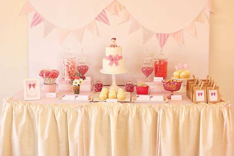 Cake Table Decorations For Birthday
 Pretty pink first birthday table