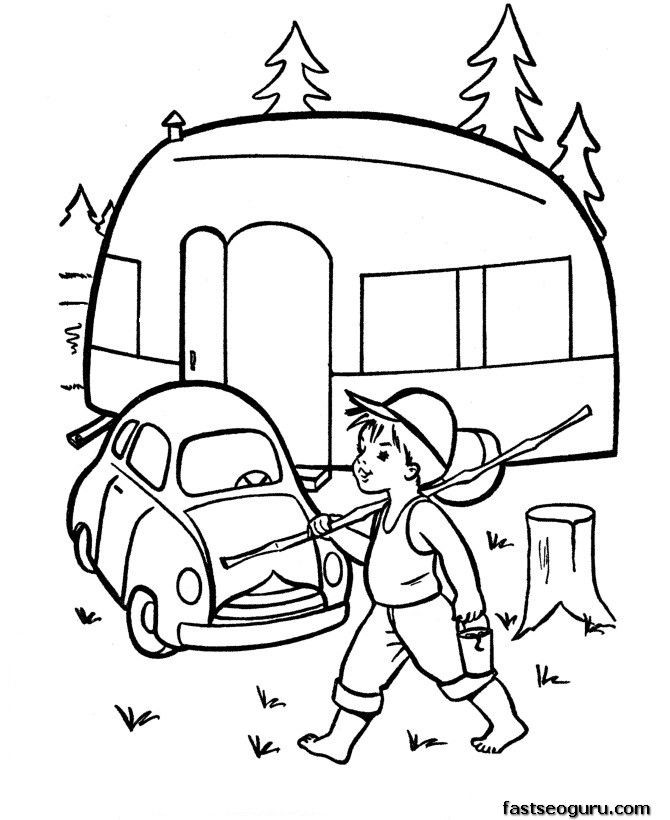 Camping Coloring Pages To Print
 10 images about camping digital stamps on Pinterest