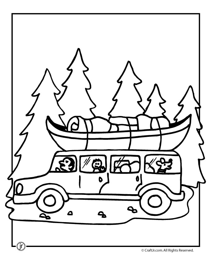 Camping Coloring Pages To Print
 Outdoor Children Activities In Spring Coloring Page